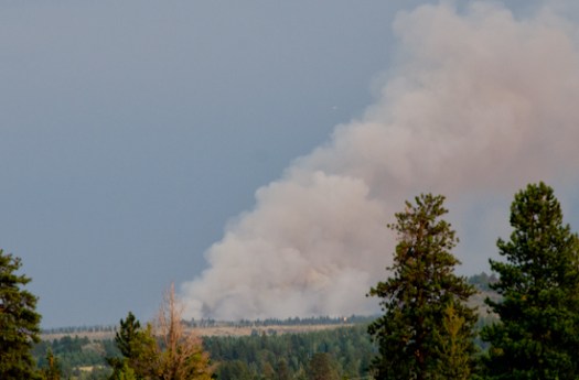 Small speck on right side of plume is fire Small speck on right side of plume is fire