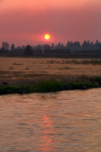 Sun setting over the canal