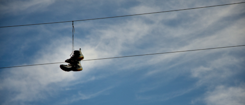 Someone left their shoes on this wire