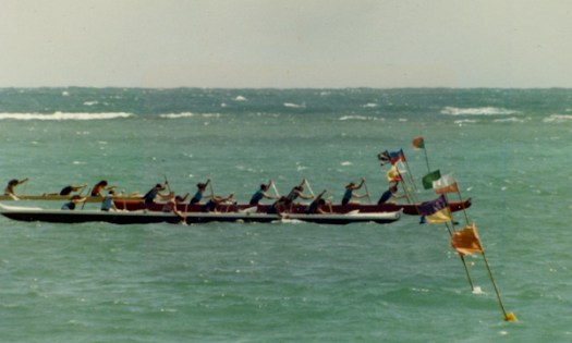 Crossing the finish line.