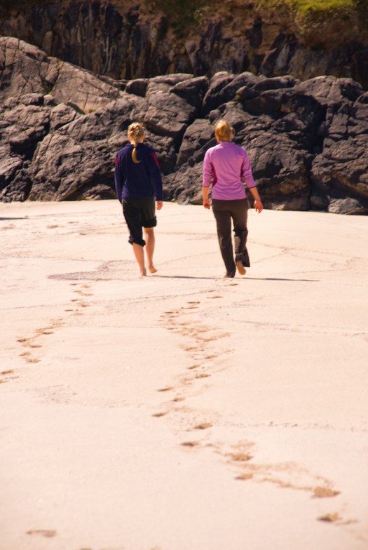 My nieces walking on the beach