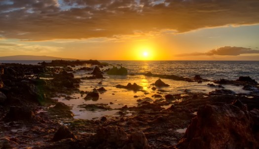 The sun setting in Kihei