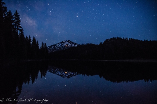 Astrophotography at Mt. Bachelor from Todd Lake. Milky Way starting to appear.