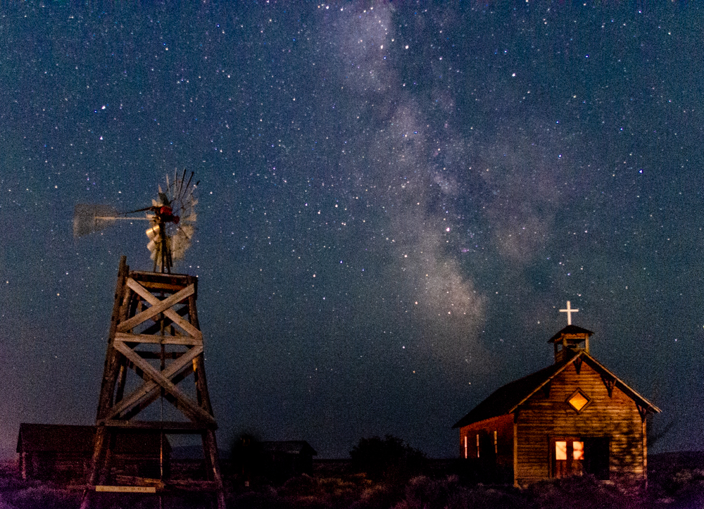 Old church and windmill