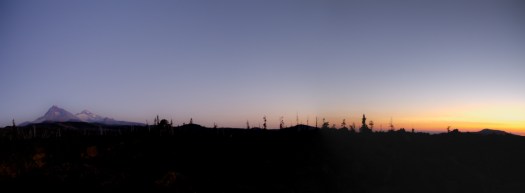 Panorama of the sun setting in the west