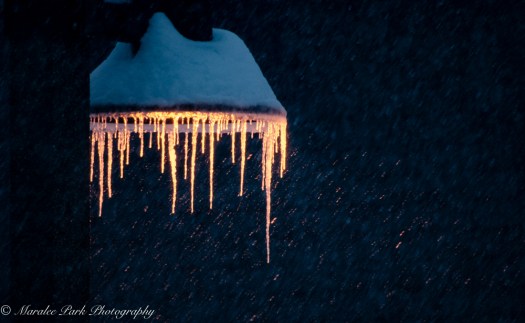 Icicles on street lamp